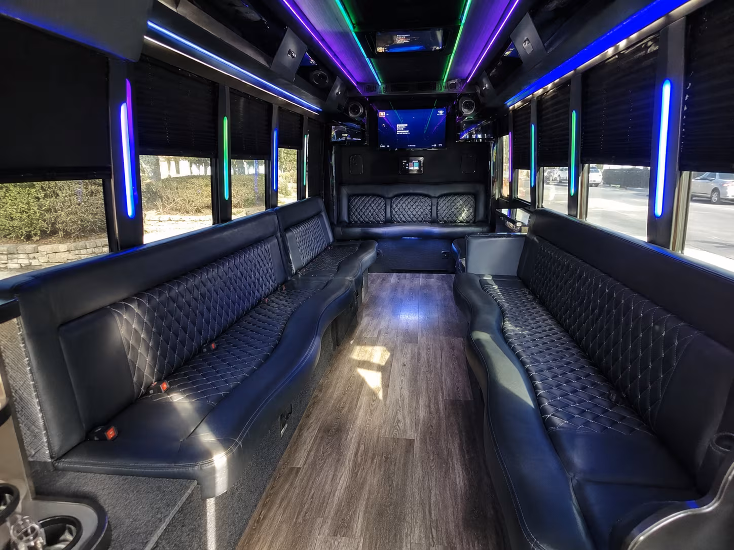 cranston 15 passenger party bus interior