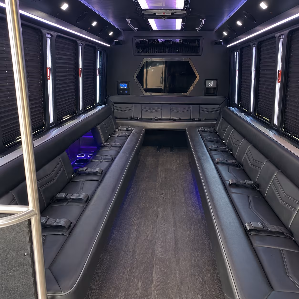 cranston 18 passenger party bus interior