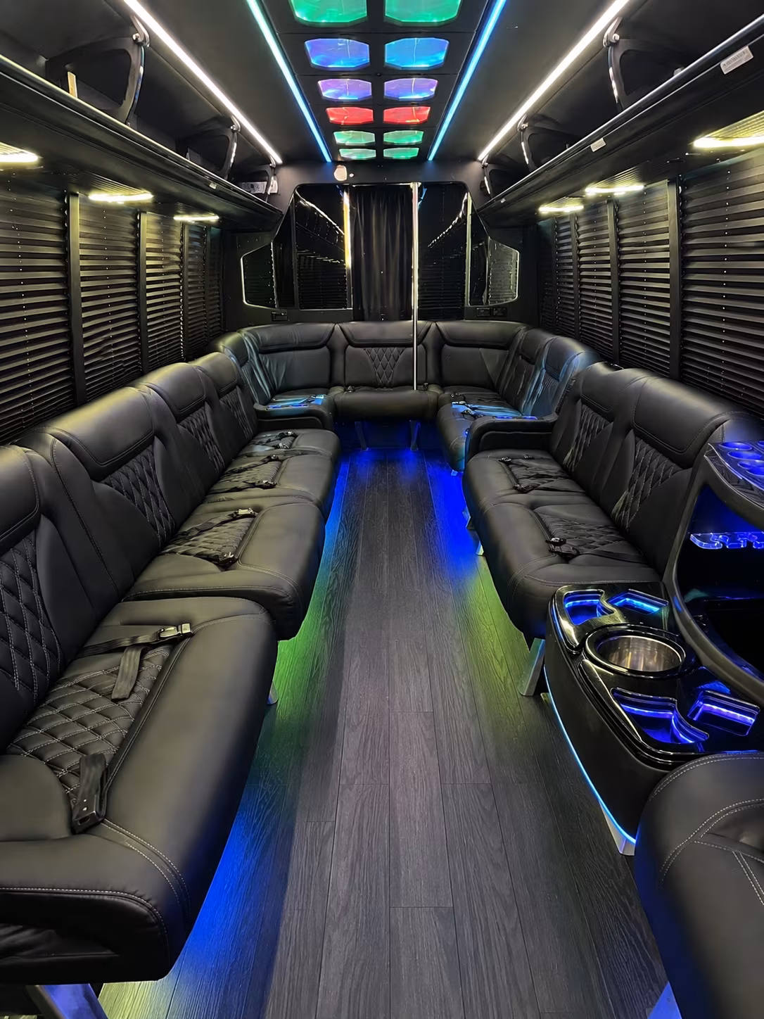 cranston 20 passenger party bus interior