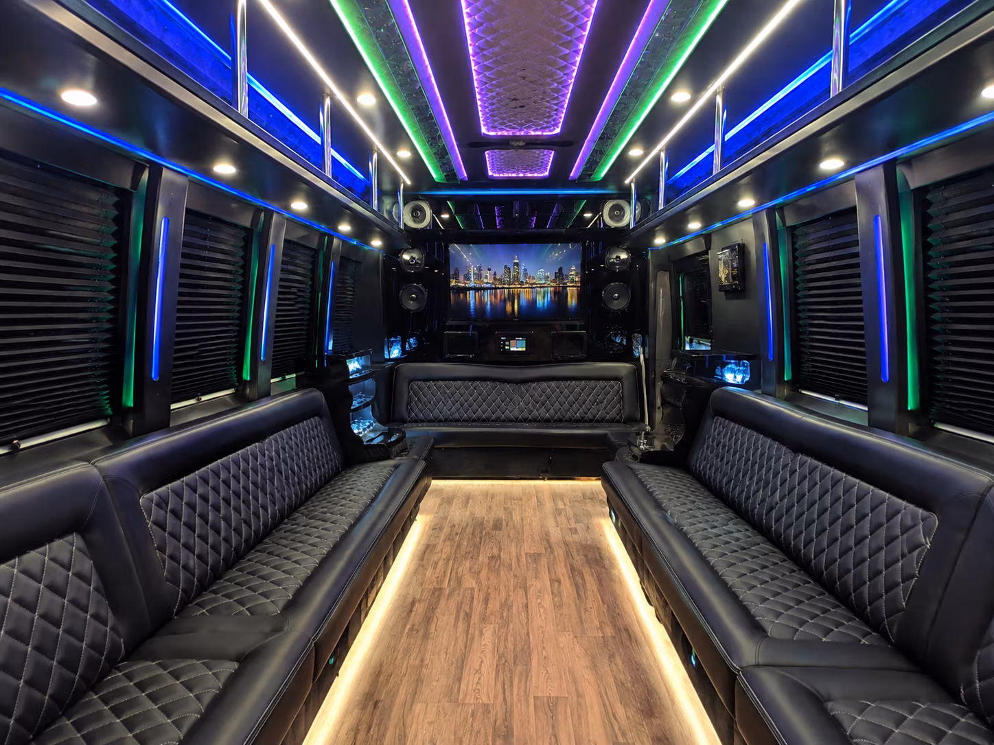 cranston 25 passenger party bus interior