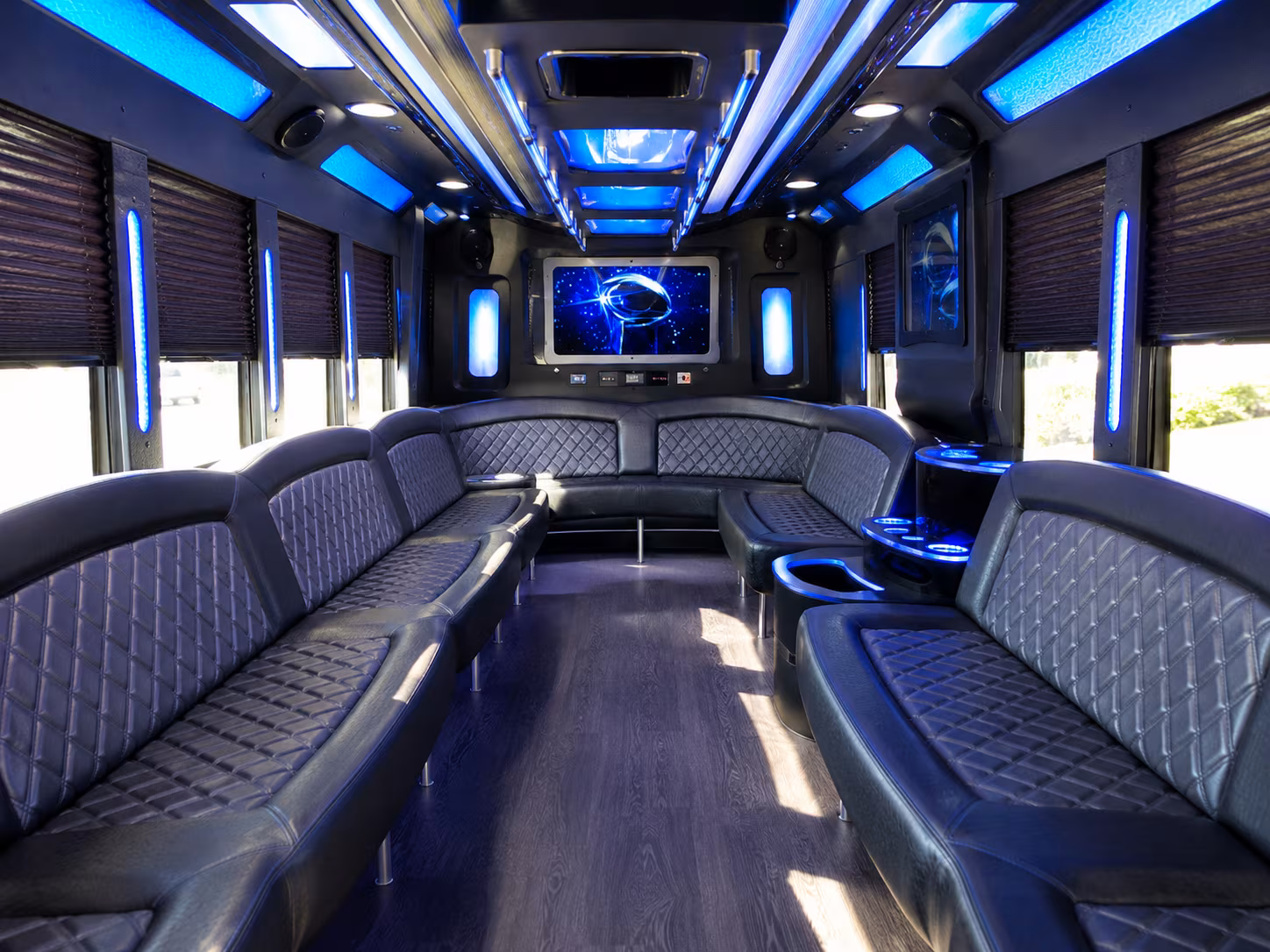 cranston 28 passenger party bus inside
