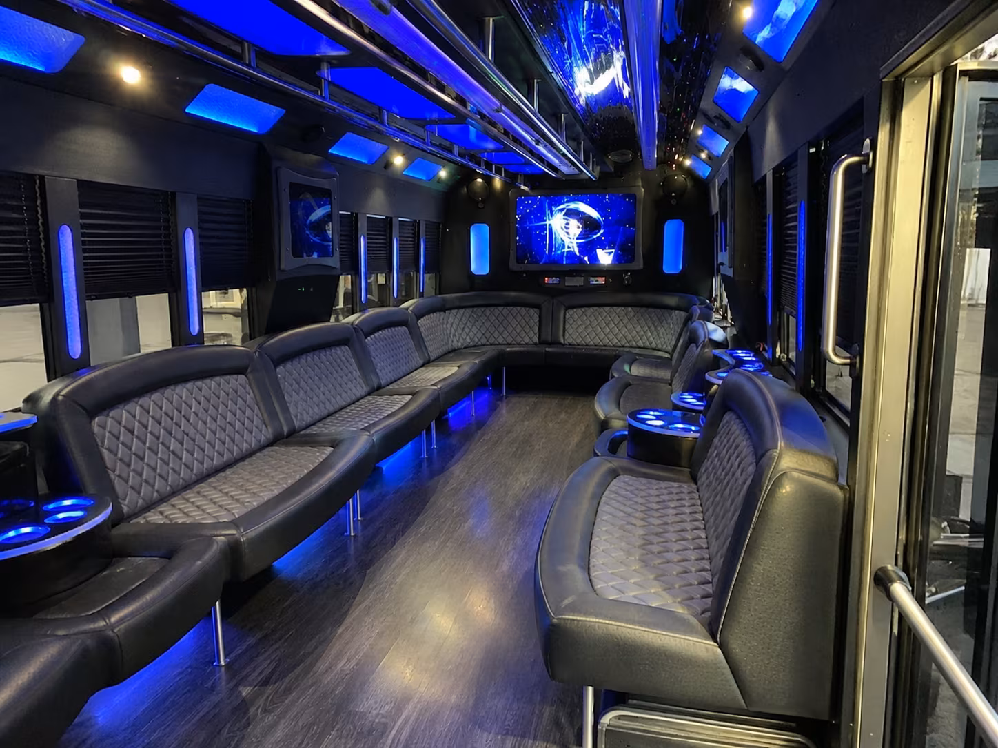 cranston 28 passenger party bus interior
