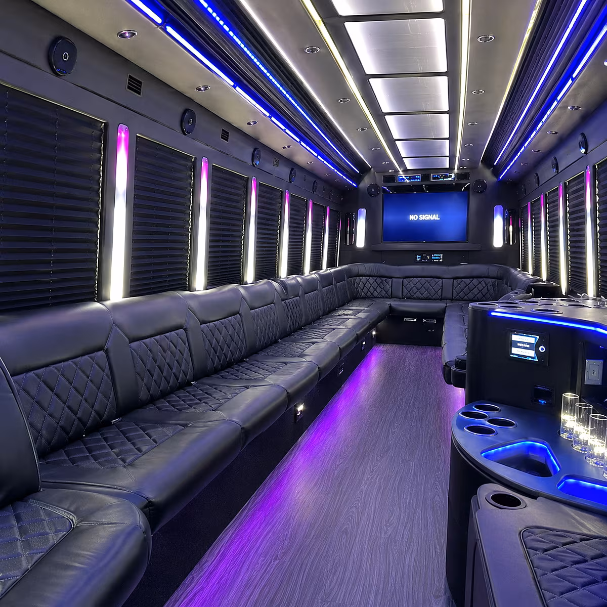 cranston 30 passenger party bus inside