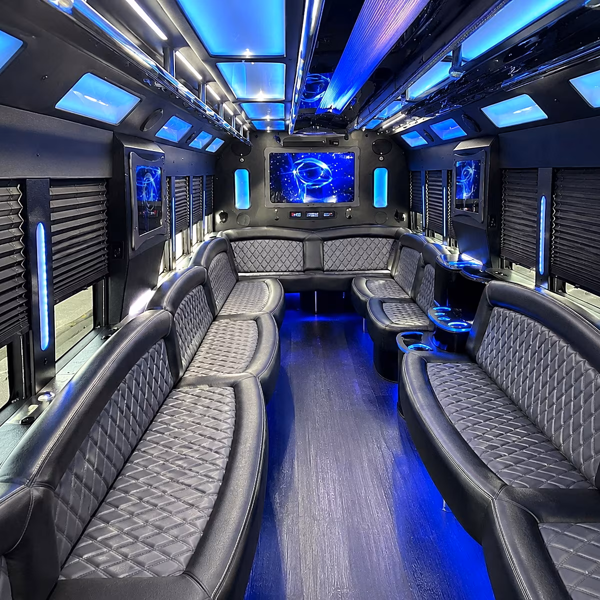 cranston 50 passenger party bus interior